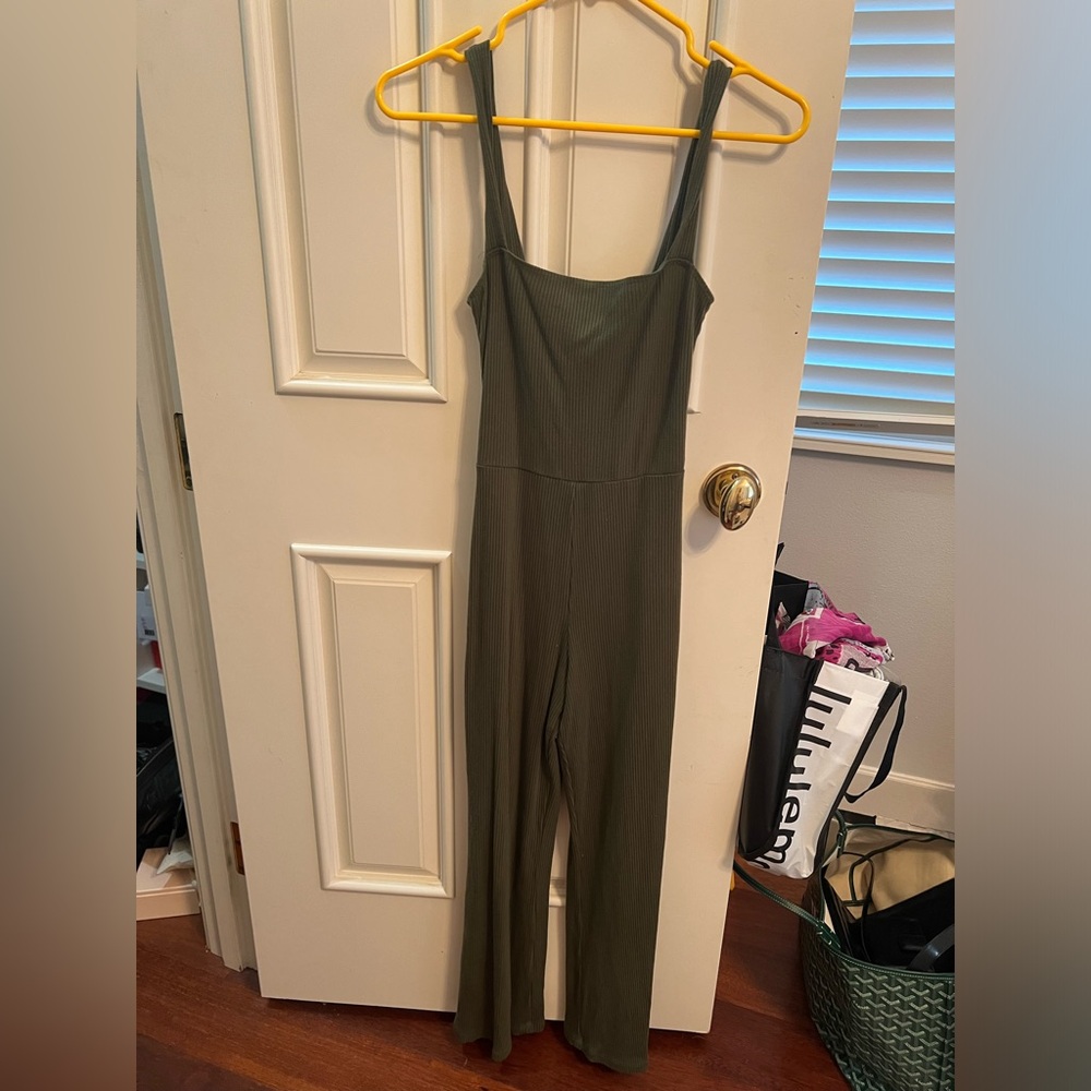 Reformation olive green jump suit